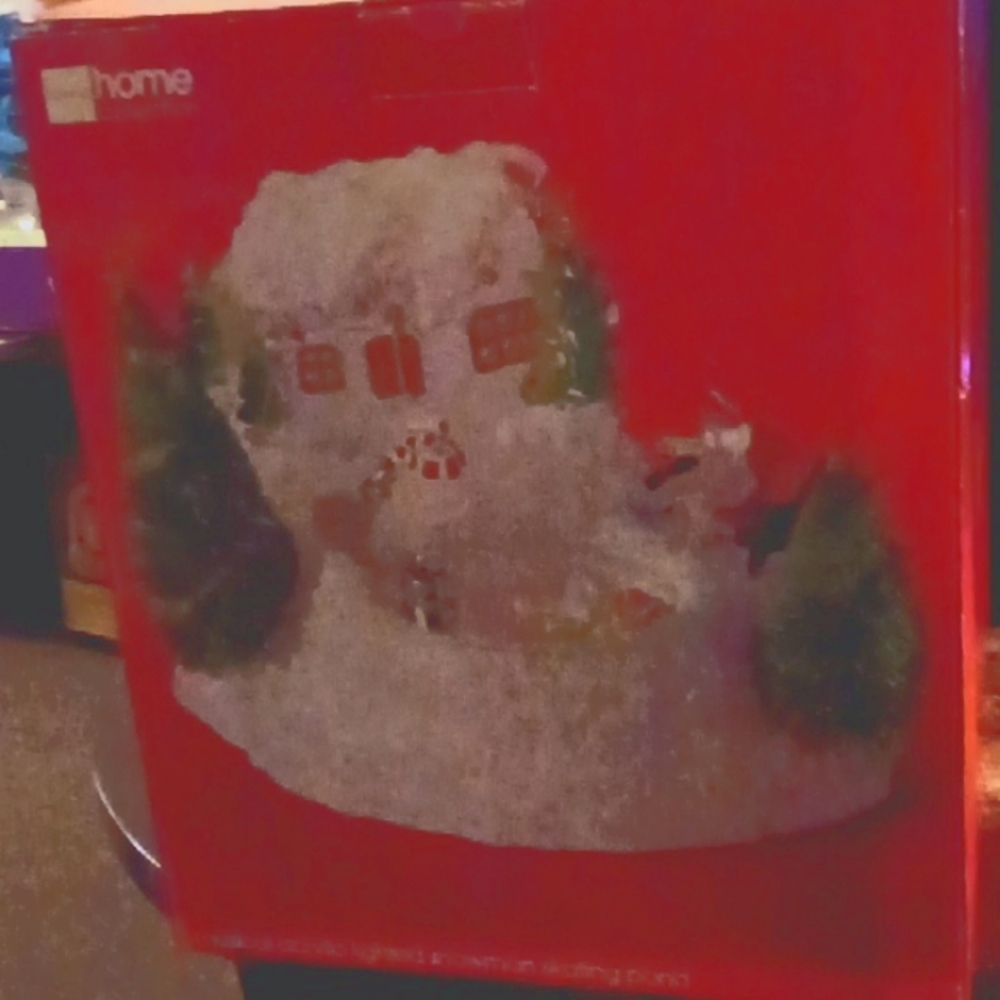 Vtg Musical Acrylic Lighted Snowman Skating Pond